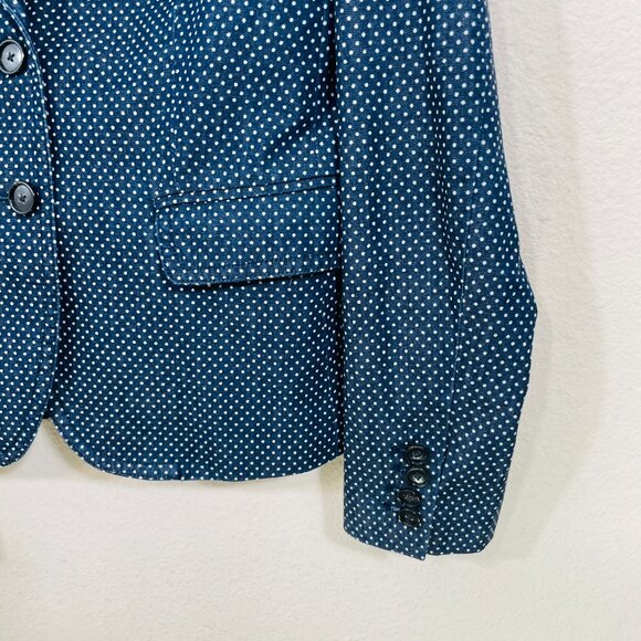 J. Crew Schoolboy Blazer Womens Size 2 Navy Blue White Polka Dot 2-Button Jacket - Picture 6 of 10